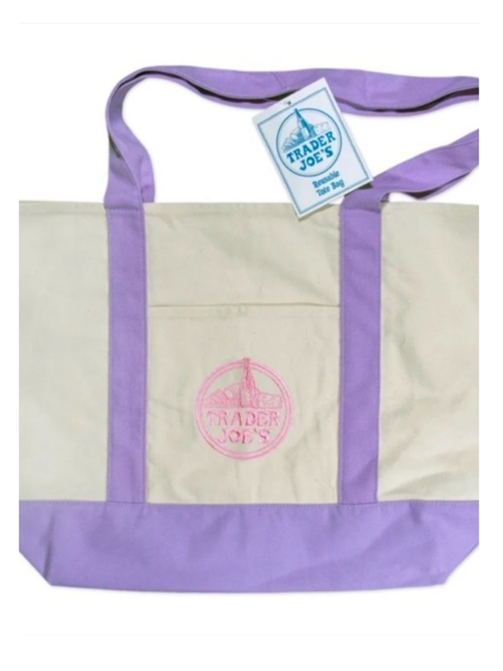 NEW Trader Joe's Large Purple Canvas Tote
